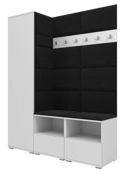 Tapicerowana garderoba Nela II - kolor biały + tkanina Trinity 16